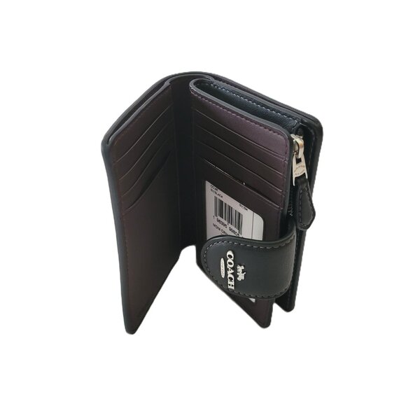 Coach CCL65 Medium Corner Zip Butterfly Print Bifold Wallet Smooth Leather Black - Picture 7 of 8